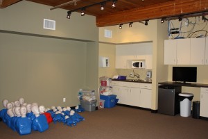 First aid, CPR, and AED training room